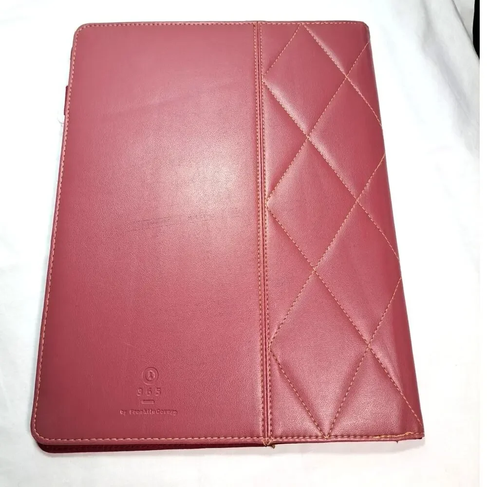 Franklin Covey 365 Folio Rose Pink Quilted Diamond Stitching Detail 12 Inch